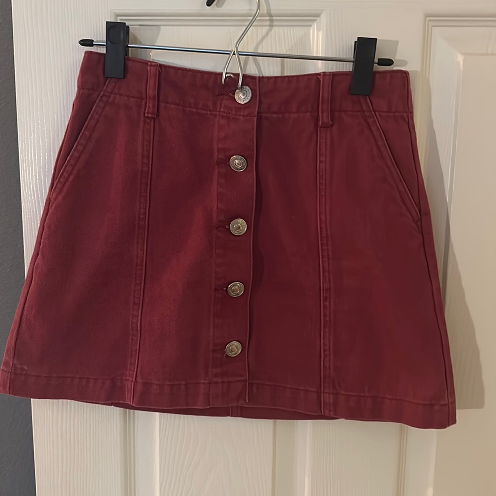 Forever 21 red button up mini skirt (size 26)